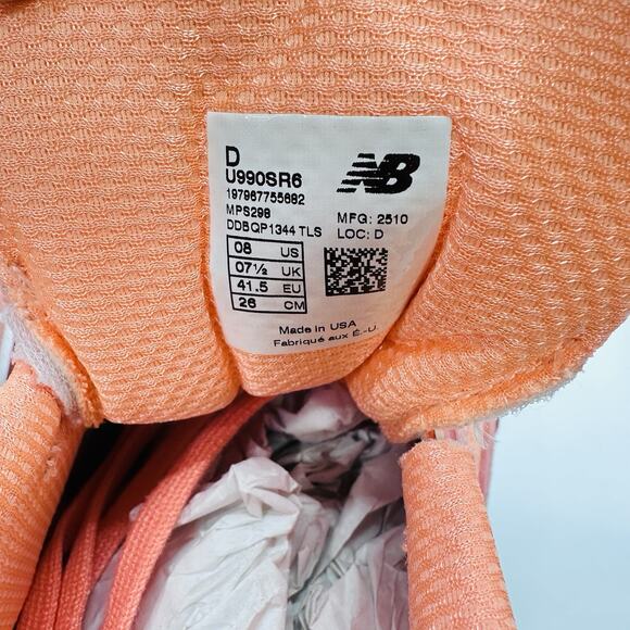 New Balance 990 ‘Sunrise / Salmon’ Made in USA Men\'s Shoes u990SR6 | Size 8 D main image 8